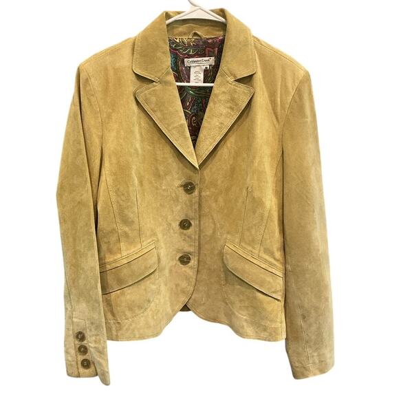 Coldwater Creek Womens Leather Jacket Size Medium Light Green Boho Western Fairy